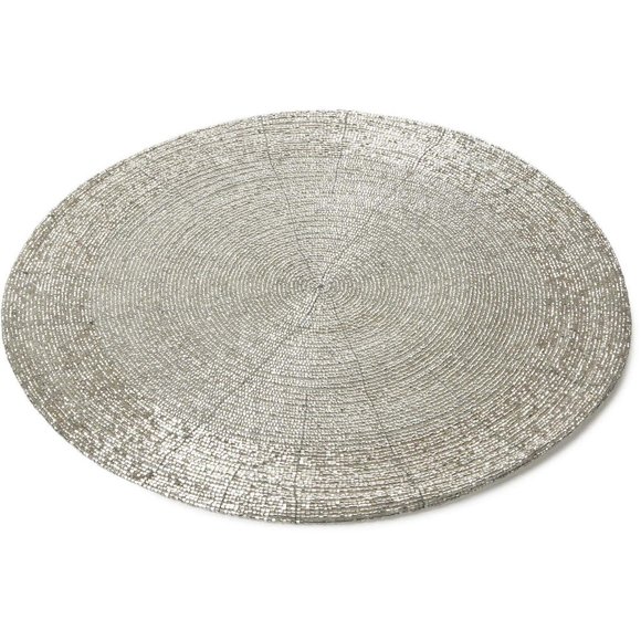 Set of 8 silver/gold ROUND glitz beaded placemats - Picture 2 of 6